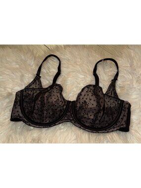 Victorias Secret Dream Angels Unlined Balconet Bra Mesh Lace UW Womens 36C Black